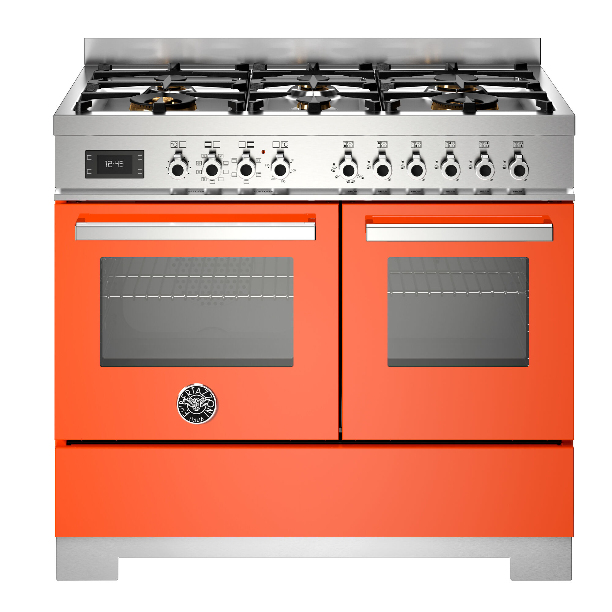Bertazzoni PRO106L2EART2 Professional gaskomfur 100 cm med 6 brændere og 2 ovne, orange