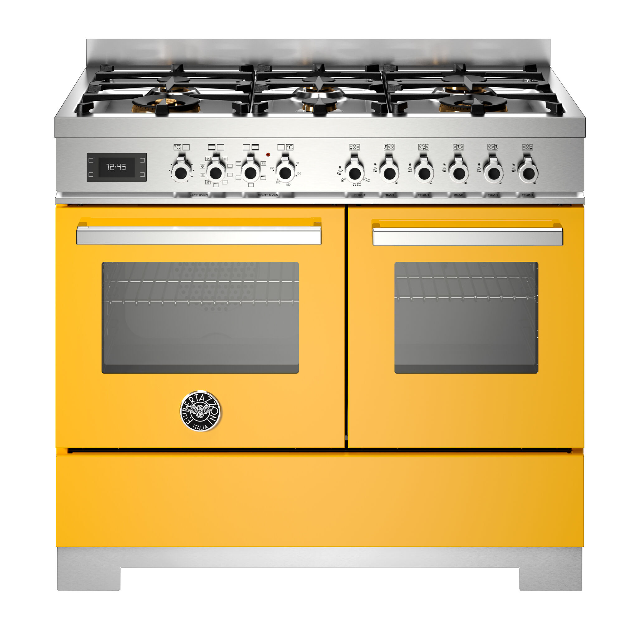 Bertazzoni PRO106L2EGIT2 Professional gaskomfur 100 cm med 6 brændere og 2 ovne, gul