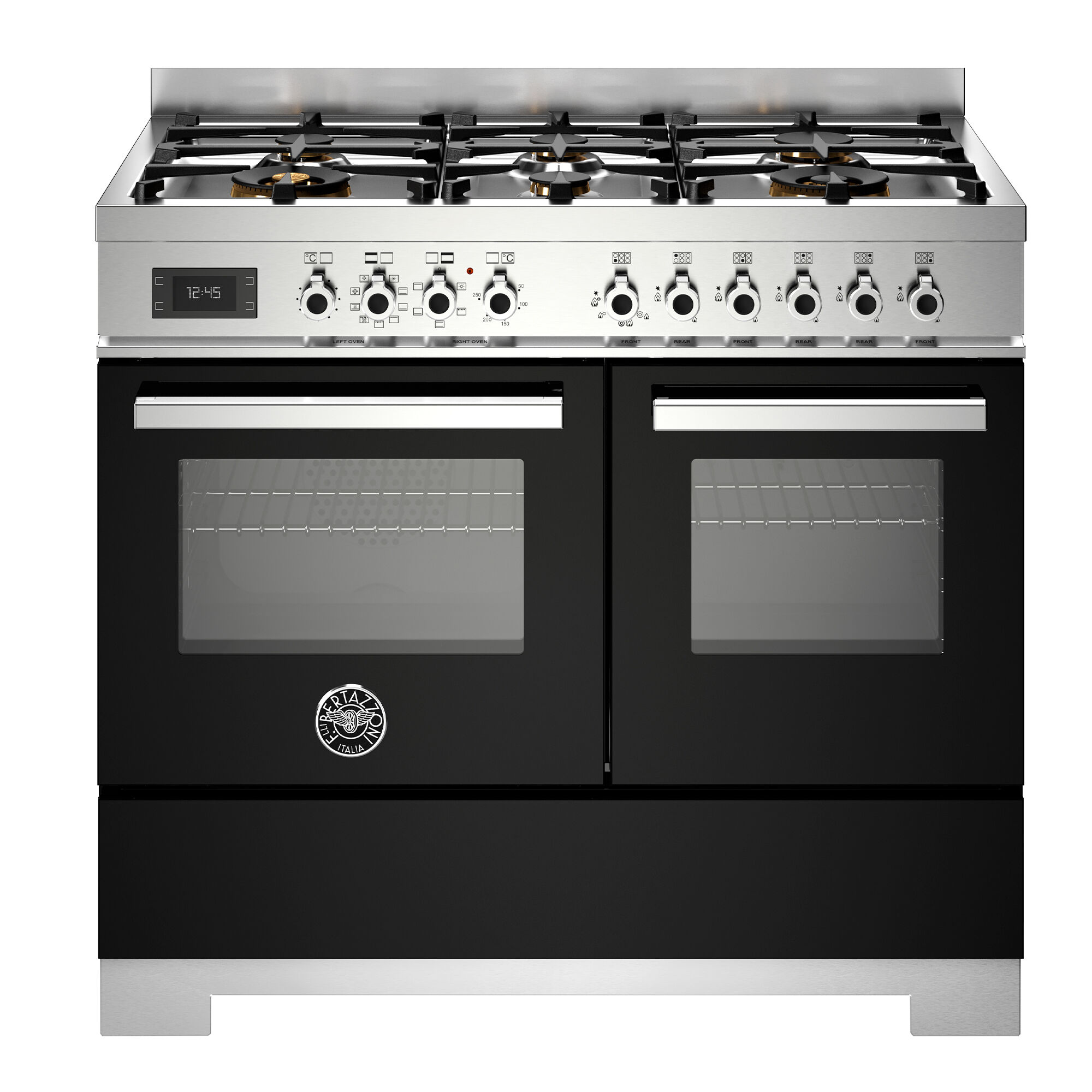 Bertazzoni PRO106L2ENET2 Professional gaskomfur 100 cm med 6 brændere og 2 ovne, sort