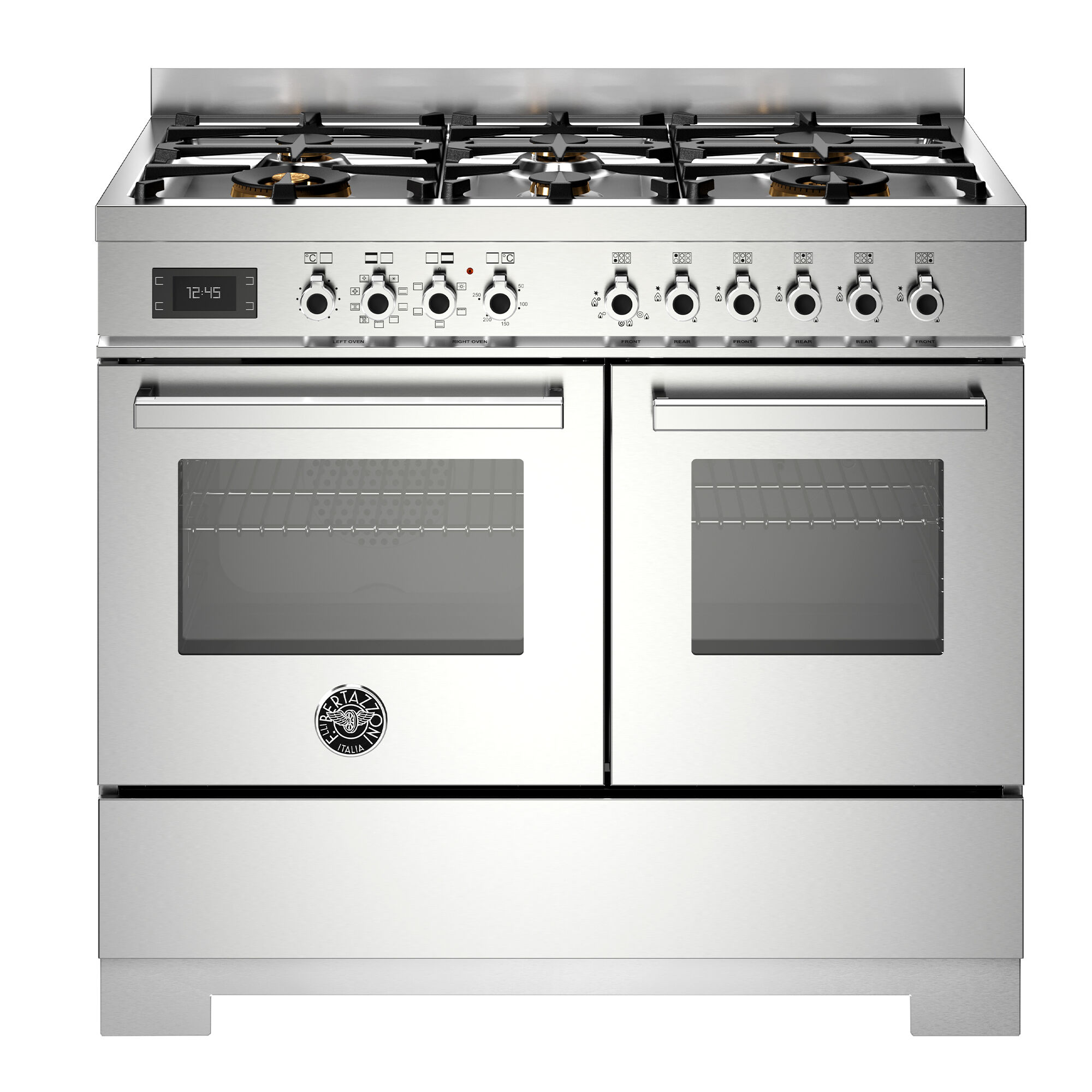 Bertazzoni PRO106L2EXT2 Professional gaskomfur 100 cm med 6 brændere og 2 ovne, rustfrit stål