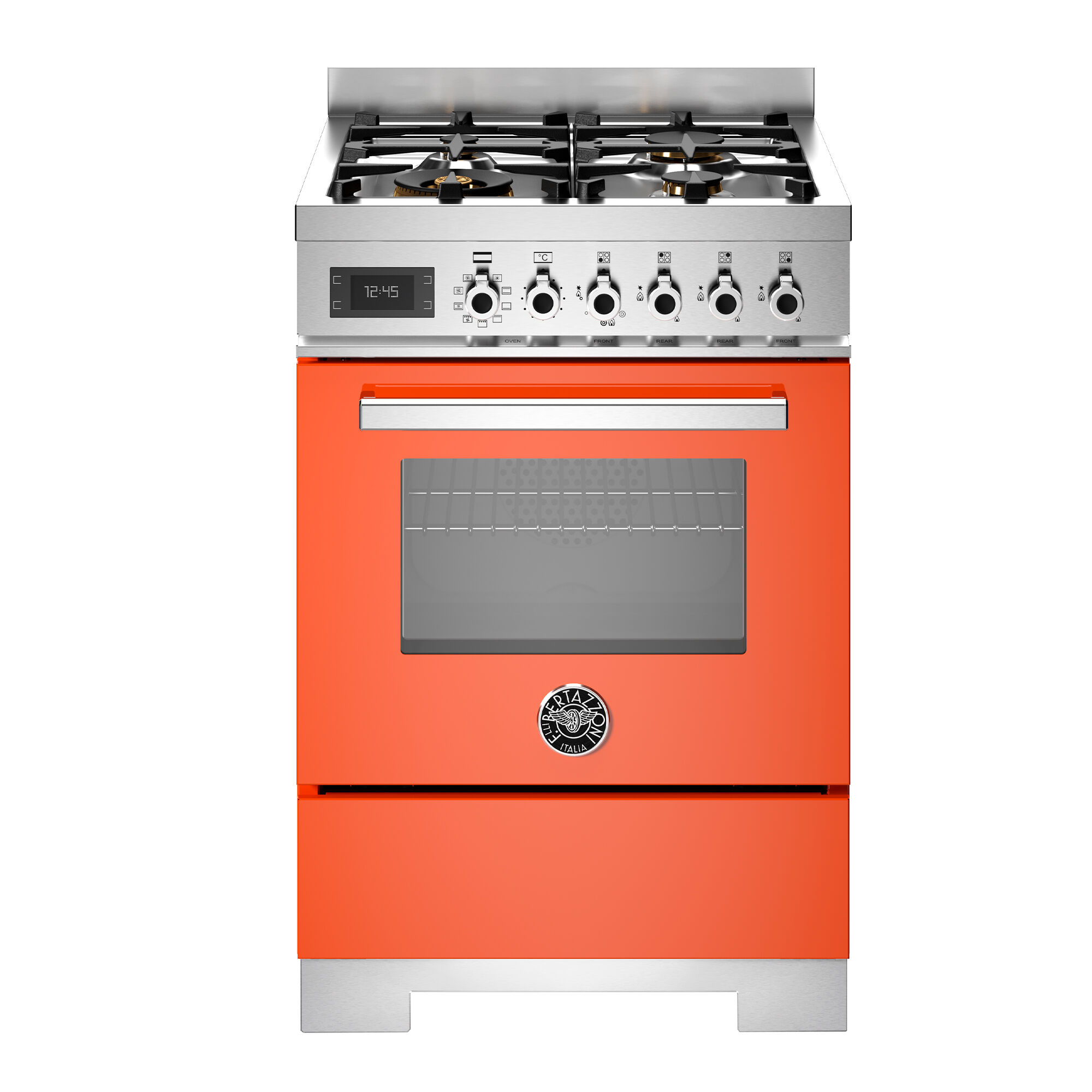 Bertazzoni PRO64L1EART2 gaskomfur 60 cm med 4 brændere og 1 ovn, orange