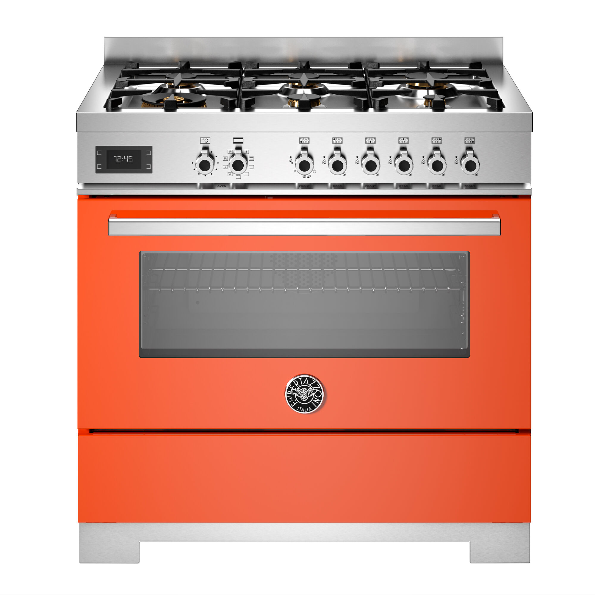 Bertazzoni PRO96L1EART2 Professional gaskomfur 90 cm med 6 brændere og 1 ovn, orange