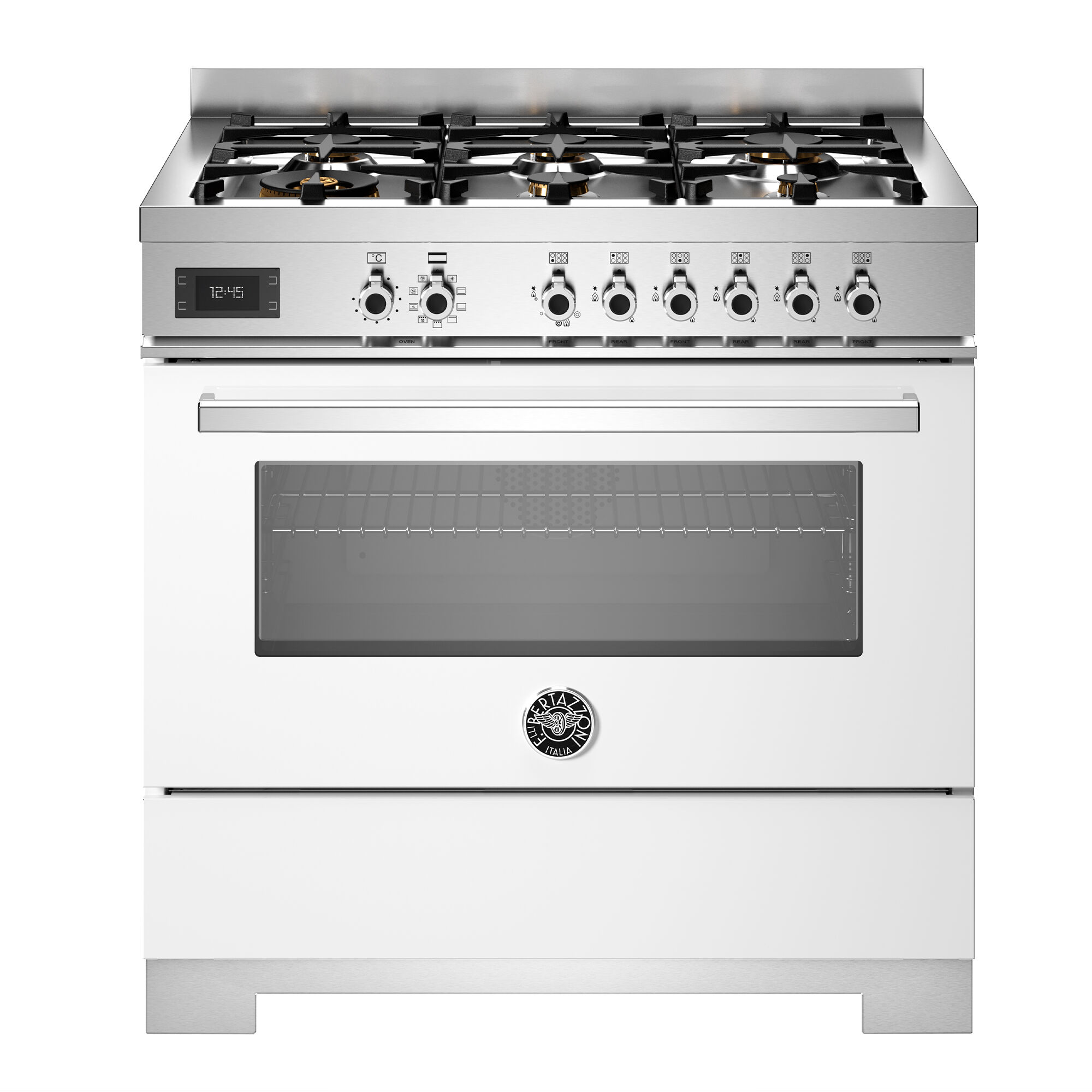 Bertazzoni PRO96L1EBIT2 Professional gaskomfur 90 cm med 6 brændere og 1 ovn, hvid
