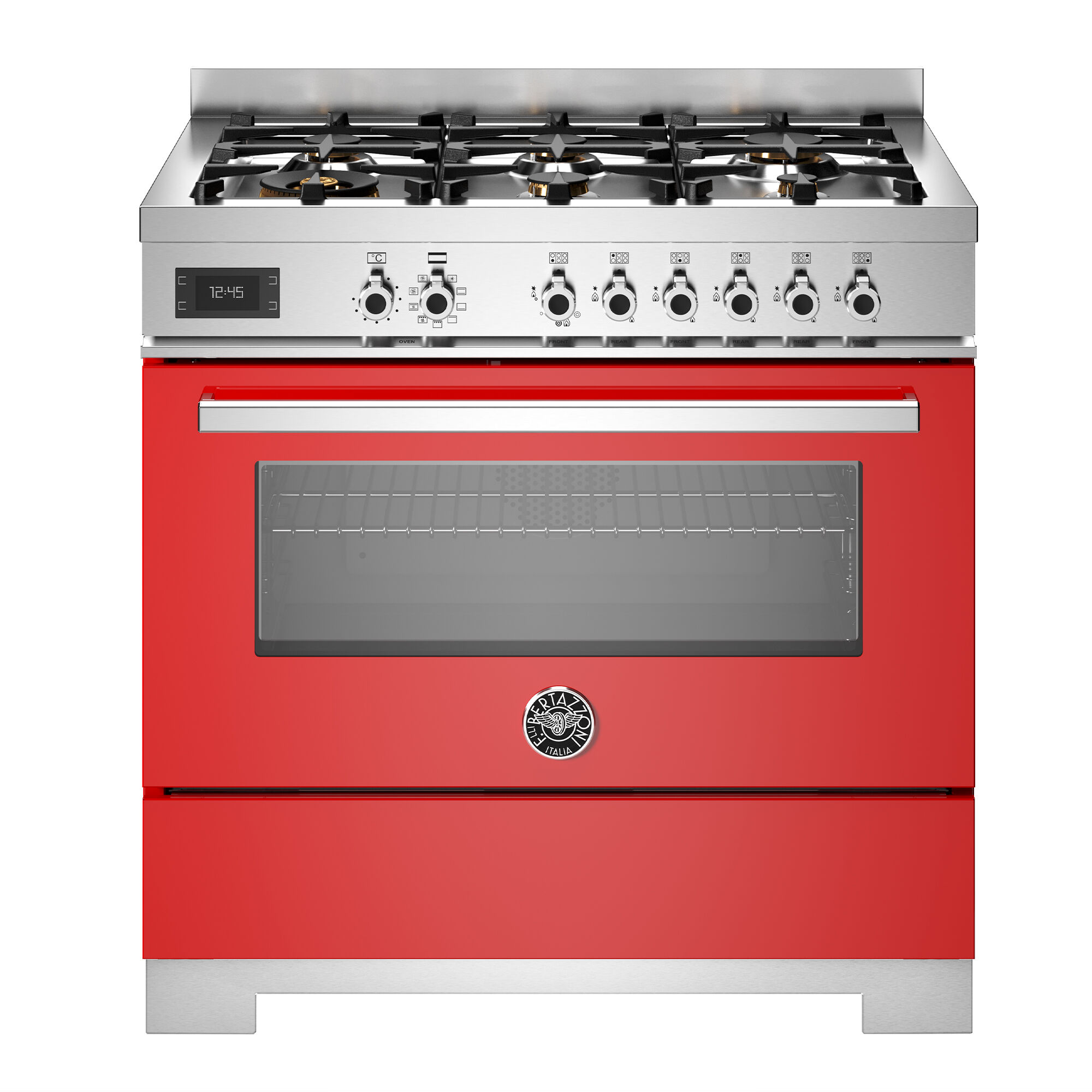 Bertazzoni PRO96L1EROT2 Professional gaskomfur 90 cm med 6 brændere og 1 ovn, rød