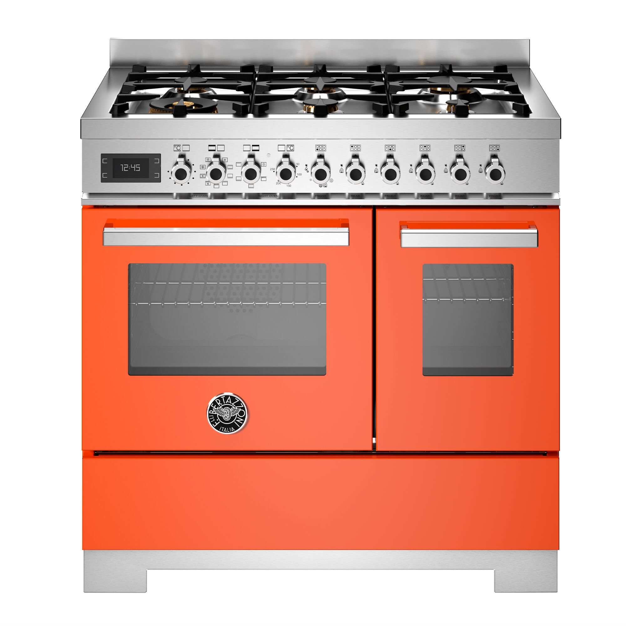 Bertazzoni PRO96L2EART2 gaskomfur 90 cm med 6 brændere og 2 ovne, orange