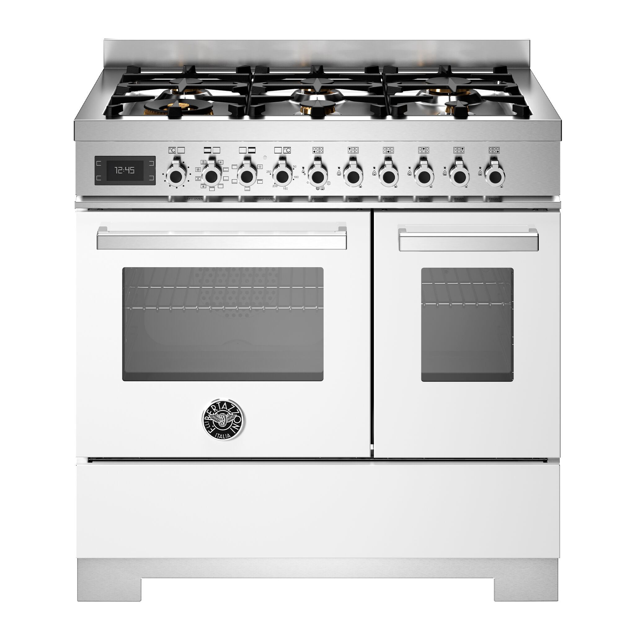 Bertazzoni PRO96L2EBIT2 Professional gaskomfur 90 cm med 6 brændere og 2 ovne, hvid