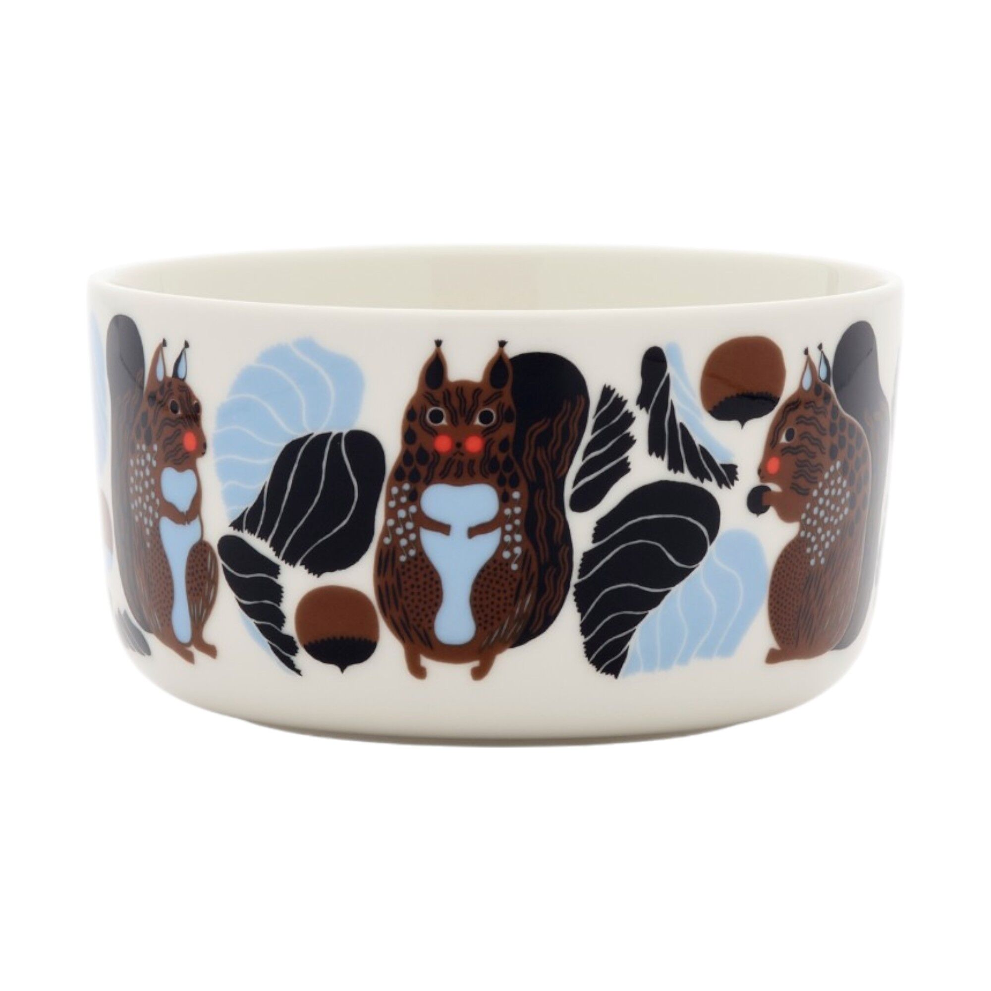Marimekko Kurre skål 5 dl, hvid/brun/sort/lyseblå