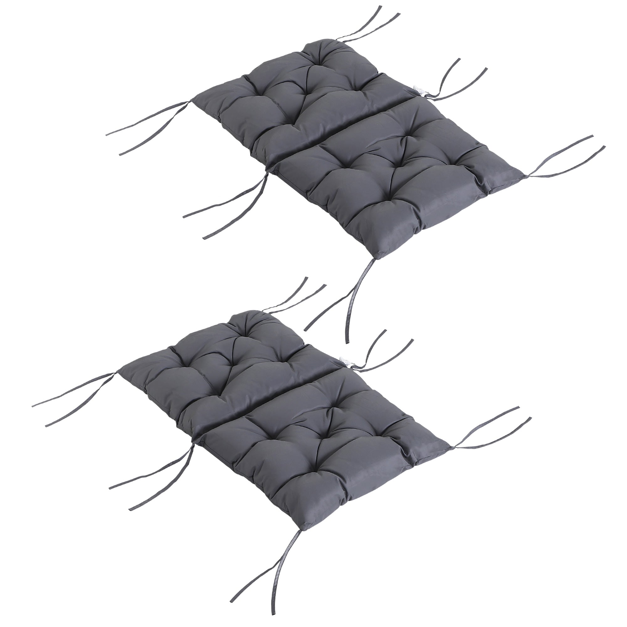 Sæt med 2 siddehynder, 98 cm x 50 cm x 8 cm stolehynder med bånd, vaskbare/ergonomiske siddehynder til hjemmet, haven, sofaen, grå