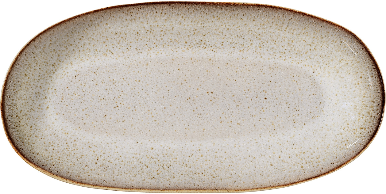 Serveringsfad Bloomingville Sandrine i gråt stentøj 16 x 34 cm