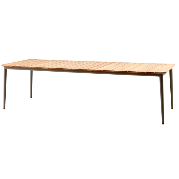 Cane-Line Core havebord - 274x90 cm - Stel: Lavagrå - Bordplade teak Lava grå (Aluminium) : Erling Christensen Møbler