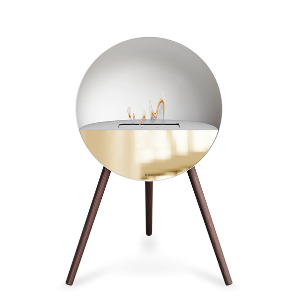 Le Feu Eye bioethanolpejs i hvid - Røget ben - Hvid top - Rose gold front  : Erling Christensen Møbler