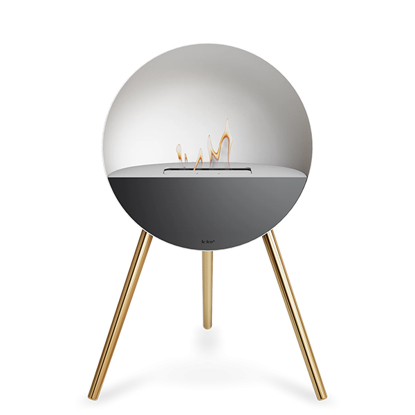 Le Feu Eye bioethanolpejs i hvid - Rose gold - Hvid top - Sort front  : Erling Christensen Møbler