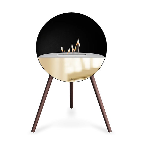 Le Feu Eye bioethanolpejs i sort - Røget ben - Hvid top - Rose gold front  : Erling Christensen Møbler