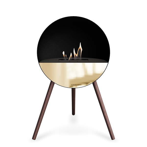 Le Feu Eye bioethanolpejs i sort - Røget ben - Sort top - Rose gold front  : Erling Christensen Møbler