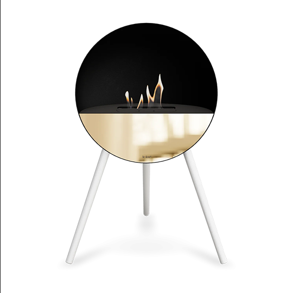 Le Feu Eye bioethanolpejs i sort - Hvide ben - Sort top - Rose gold front  : Erling Christensen Møbler