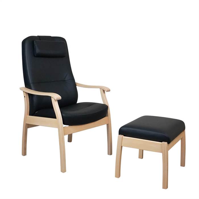 Farstrup Furniture Farstrup Comfort - Applaus hvilestol 5610 - Sort læder / Bøg inkl. skammel : Erling Christensen Møbler  : Erling Christensen Møbler