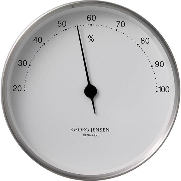 Georg Jensen Henning Koppel hygrometer Ø10cm - stål/hvid  : Erling Christensen Møbler