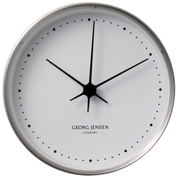Georg Jensen Henning Koppel vægur, ø 30 cm. - Rustfrit stål/hvid skive : Erling Christensen Møbler