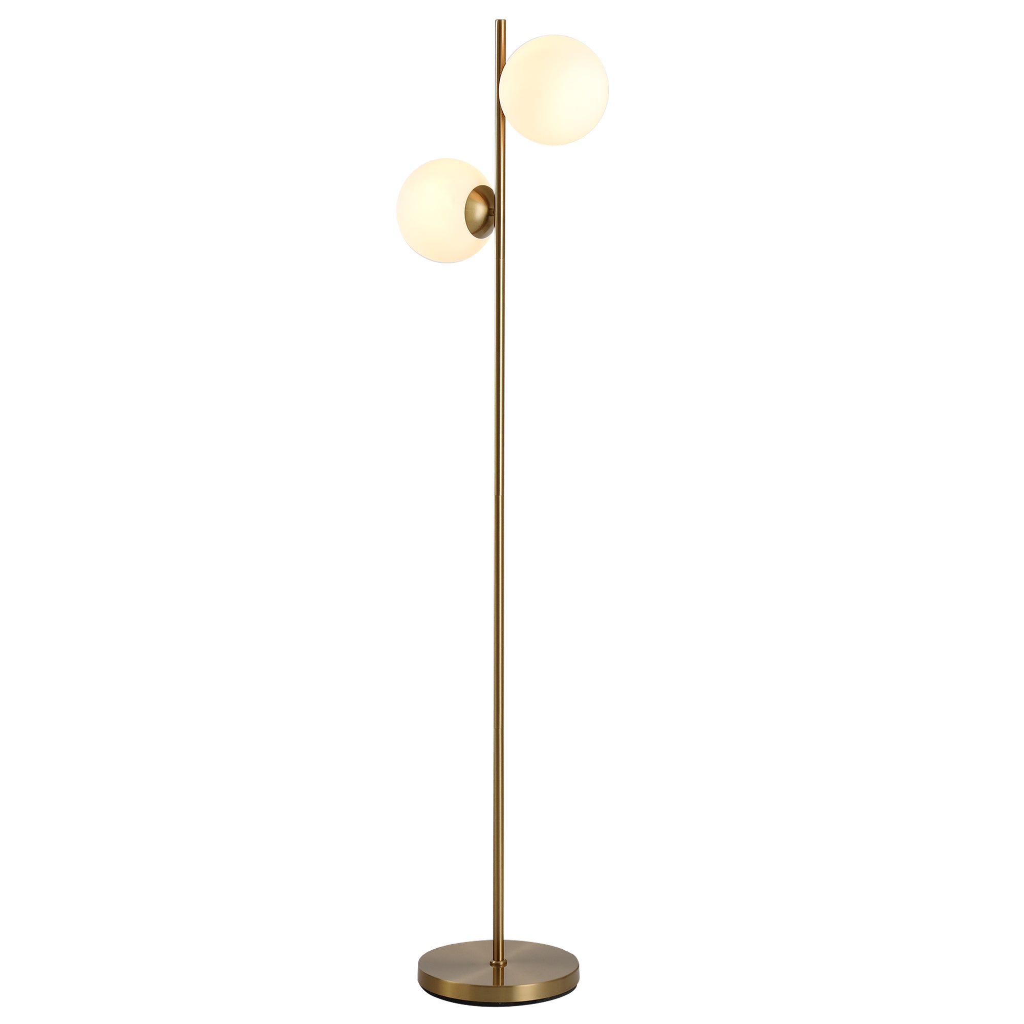 Gulvlampe gulvlampe 2-delt glasskærm, stål+glas, 39 x 28 x 165 cm (gylden+hvid)