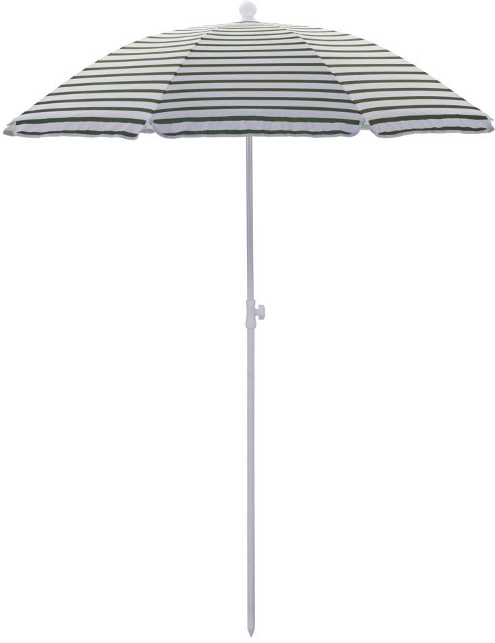 Udendørs fritstående parasol og haveparasol House Doctor Oktogon Ø180 cm grøn/hvidstribet