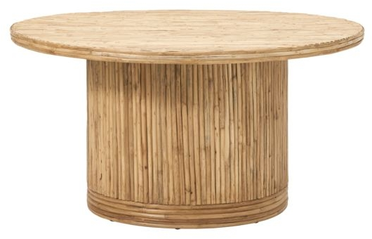 Sofabord House Doctor Gro rundt loungebord i håndvævet rattan og MDF Ø90 x H45 cm natur