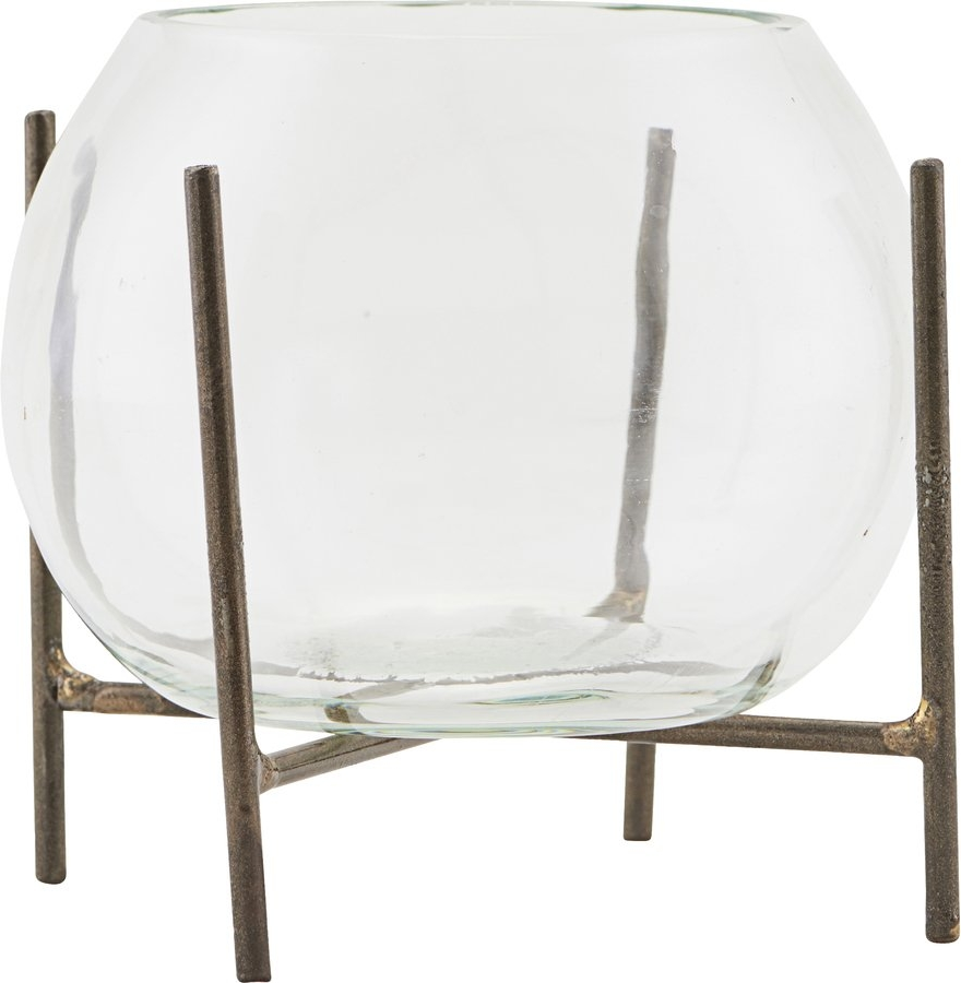 Vase House Doctor Ada i glas med metalramme Ø8ÃH11 cm
