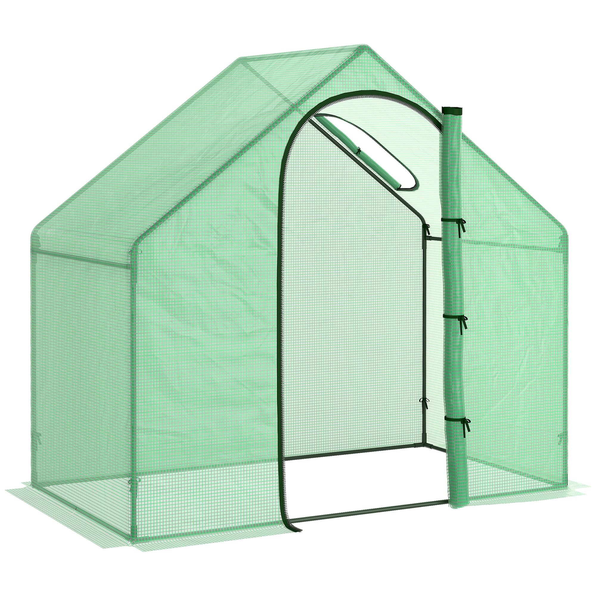 Plastikdrivhus tomatdrivhus drivhus kold ramme med vindue og dør grøn stålplast 180 x 100 x 168 cm