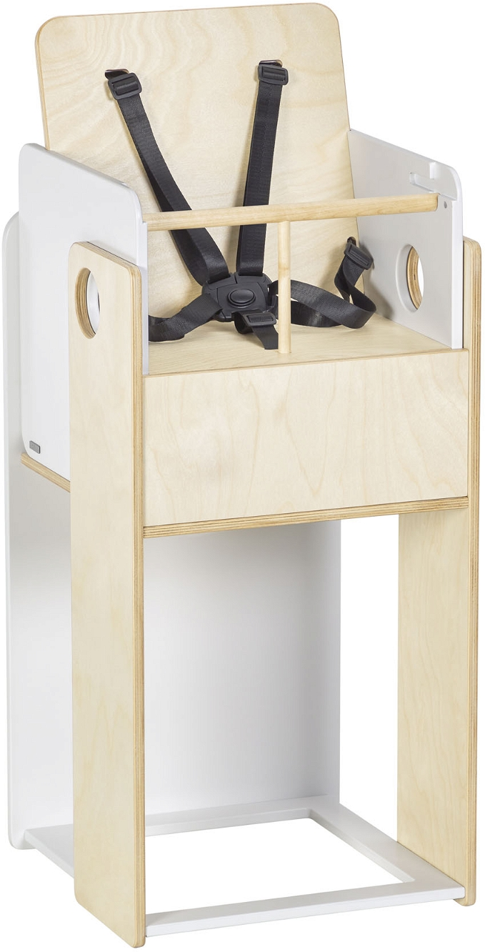 Højstol til baby og småbørn Kave Home Nuun læringstårn og udviklingsstol i E0-krydsfiner natur H92xB38xL38 cm