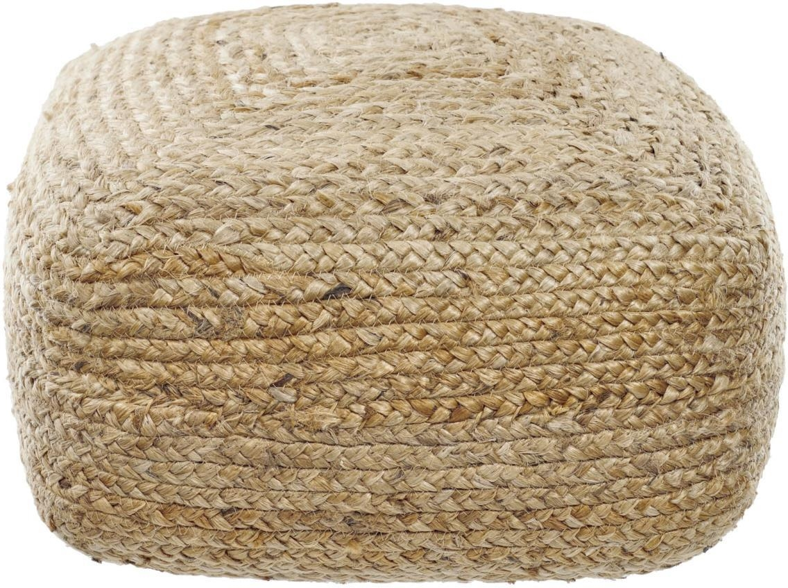 Puf Doc fra Kave Home  -  rustik jute og rattan fodskammel natur 50x50x28 cm