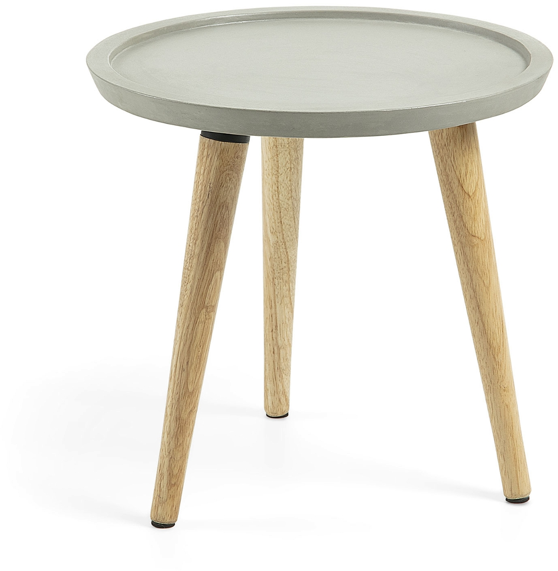 Udendørs sidebord Kave Home Lucy Ø40 x H38 cm cement/gummitræ grå/natur