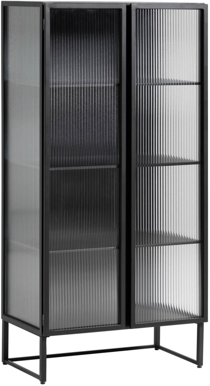 Vitrineskab Kave Home Trixie  -  Industrielt sort metal og hærdet glas H143Ã41Ã70 cm