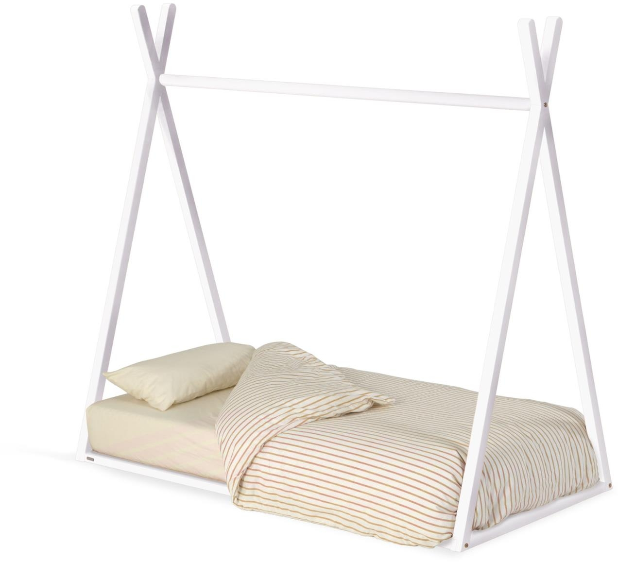 Tipi-seng, børneseng Kave Home Maralis  -  Hvid massivt bøgetræ moderne nordisk design 144x78x151 cm