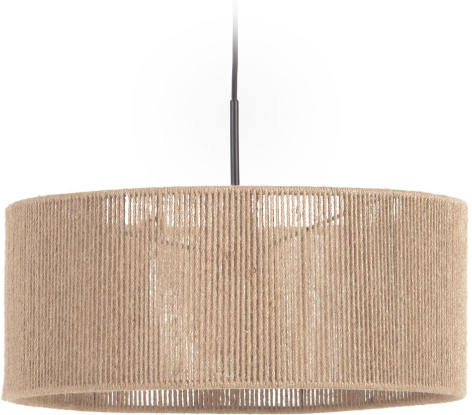 Pendellampe Crista fra Kave Home  -  håndvævet naturfibre Ø47 cm, rustik kolonial stil