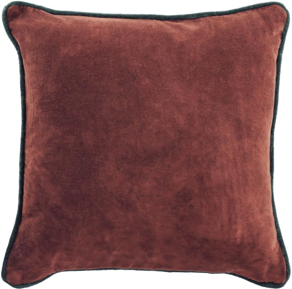 Pudebetræk Kave Home Julina i bomuldsvelour rød 45x45 cm med kontrastkant