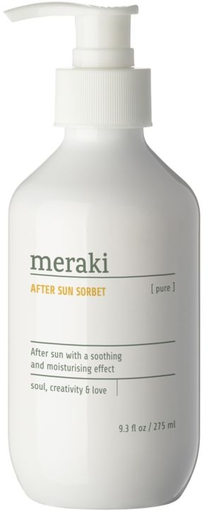 After Sun Sorbet Meraki Pure  -  fløjlsblød solpleje med aloe vera, mandelolie & E-vitamin, parfumefri Svanemærket, Asthma-Allergy Nordic Ø6Ã16 cm