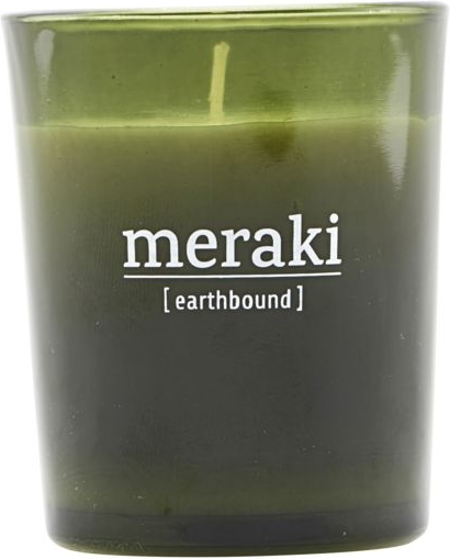 Duftlys Meraki Earthbound, grønt stearinlys Ø5,5 x H6,7 cm med eukalyptus & spearmint duft, 12 timers brændetid