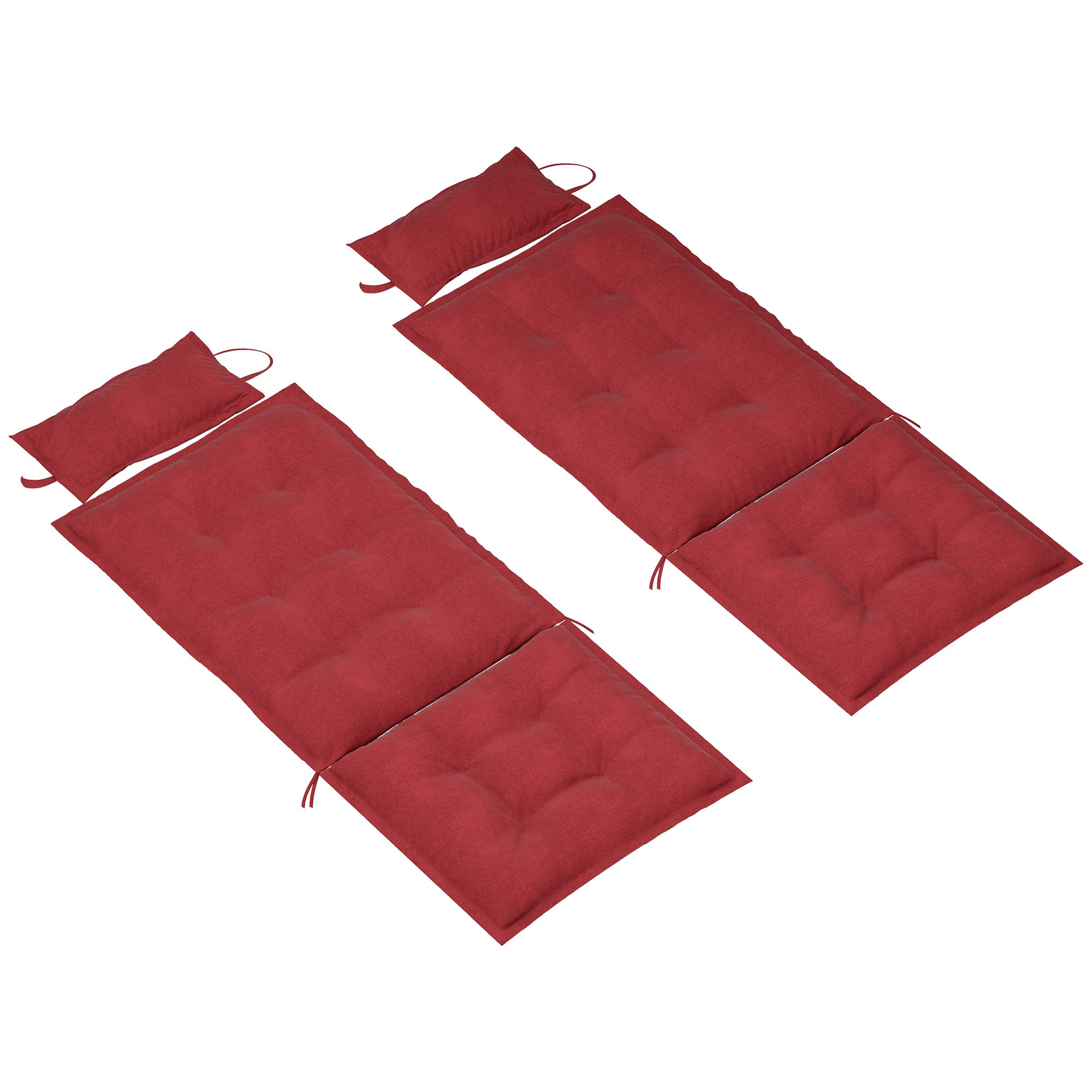 Sæt med 2 hynder til liggestol vandafvisende liggestolhynde til haveliggestolhynde 50x116x5 cm, vinrød