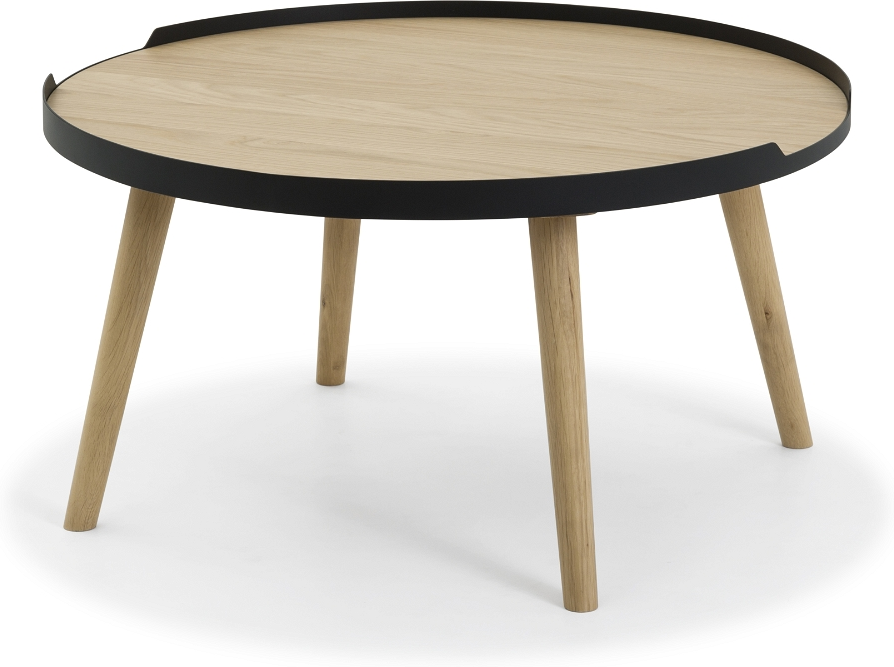 Sofabord Nielsen Design Hasseris rund cafébord Ø80 x H42 cm egetræ finér med metalramme