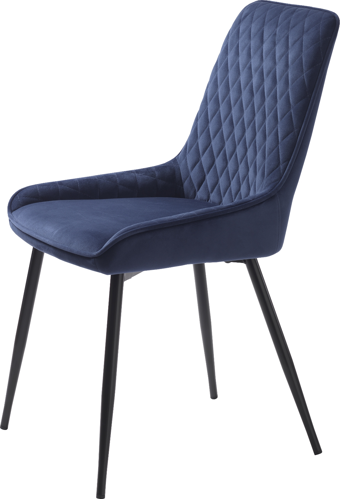 Spisebordsstol/spisestuestol Nordique Design Milton 2-pak blå fløjl med sorte metalben H85ÃB52 cm