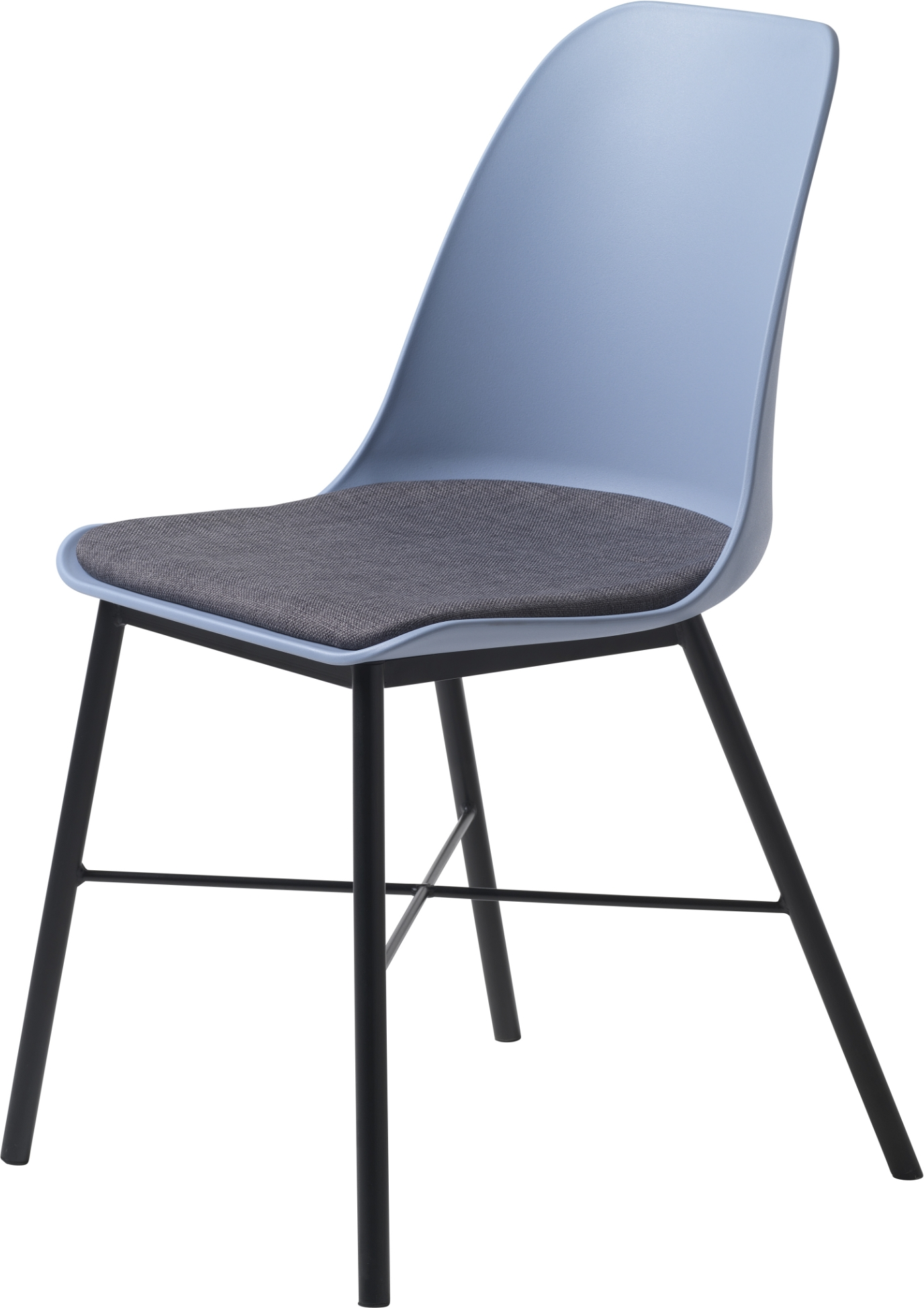 Spisebordsstol Nordique Design Whistler støvet blå rio-stof & sorte metalben H83ÃB47 cm