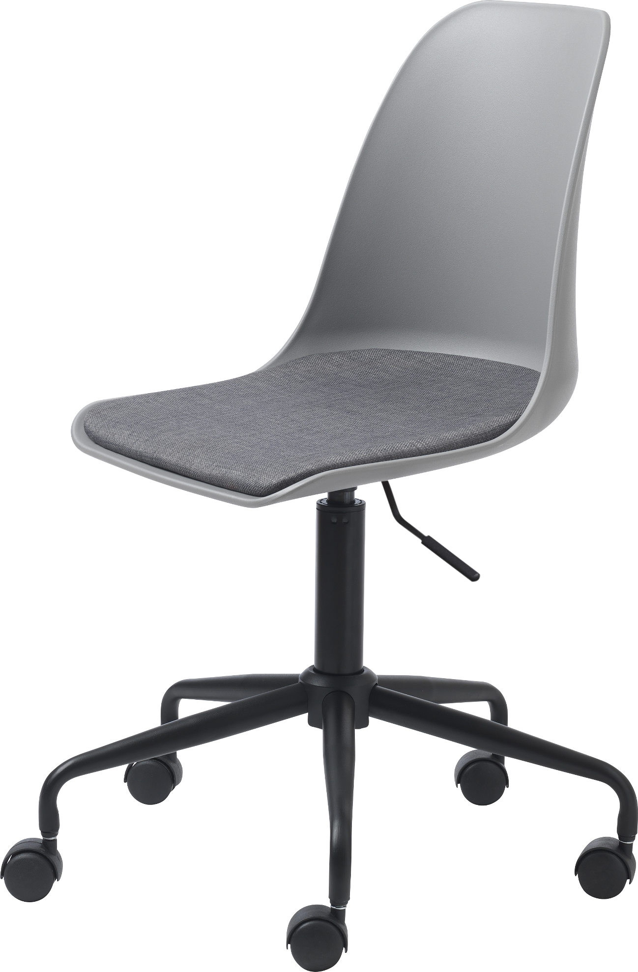 Kontorstol Nordique Design Whistler  -  grå stofpolstring, højdejusterbar arbejdsstol med metalben, H95ÃB44 cm