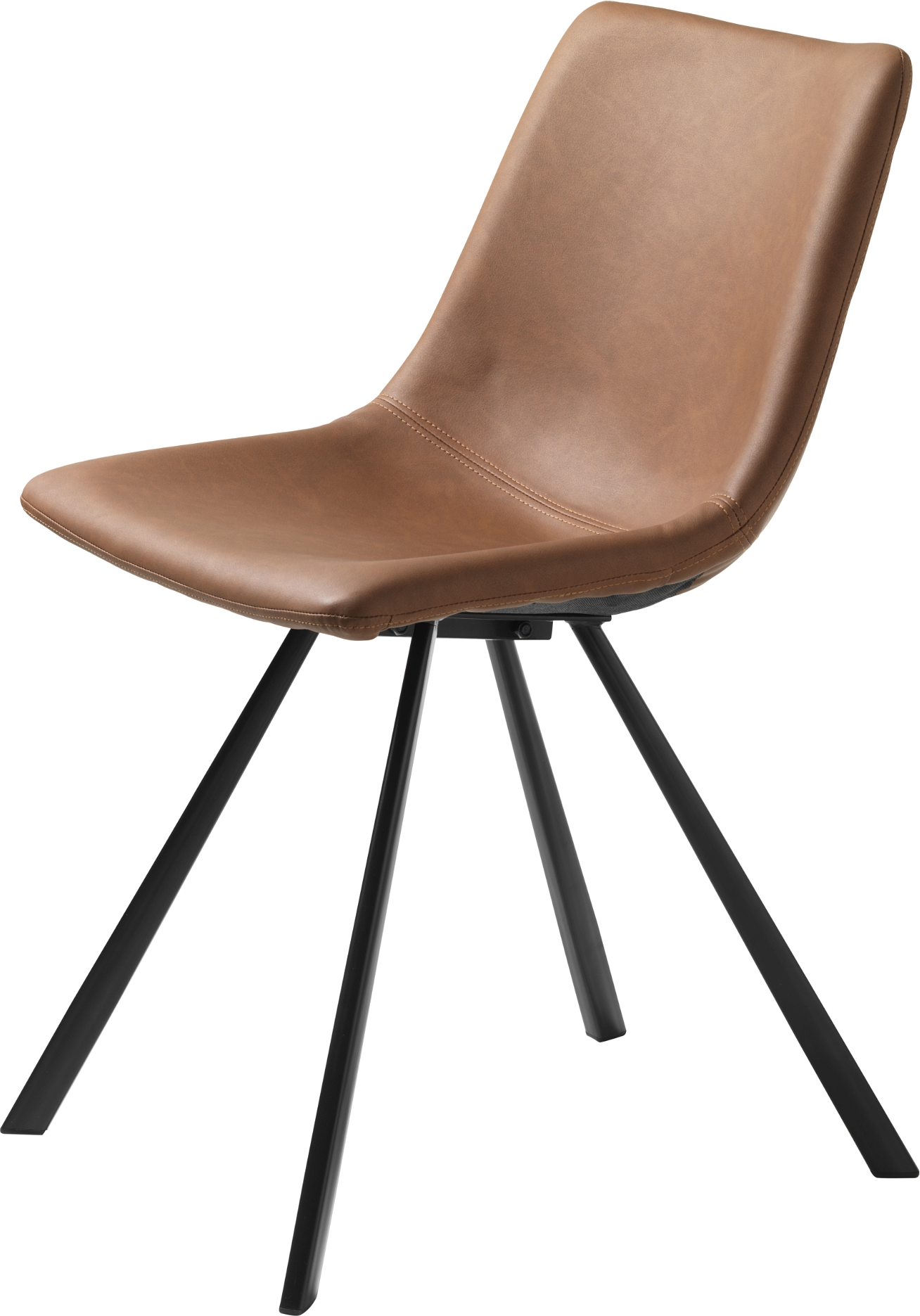 Spisebordsstol Nordique Design Yukon tan med PU-vintage kunstlæder og sorte metalben 2 stk H78,5ÃB47 cm