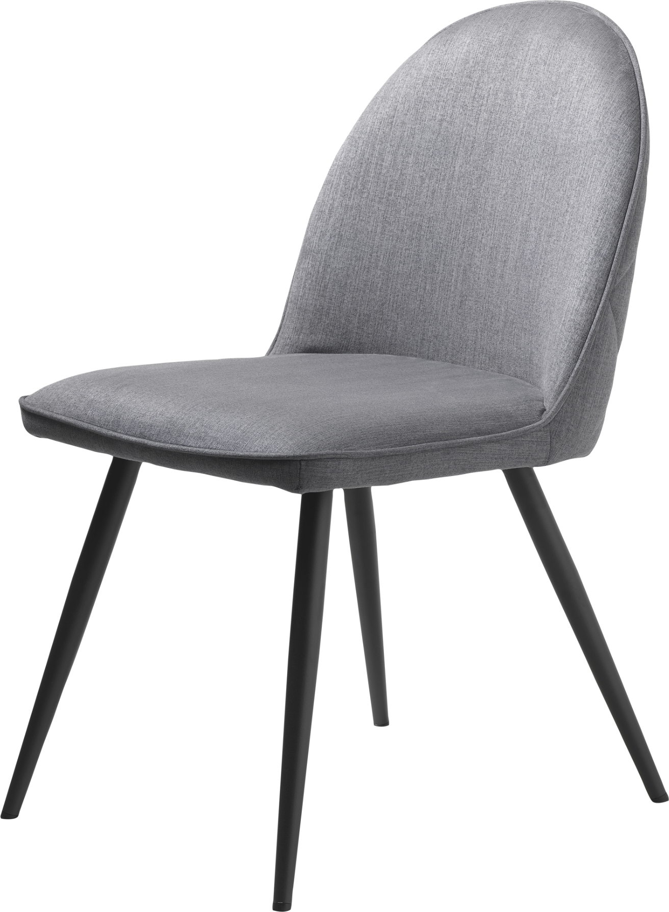 Spisebordsstol Nordique Design Minto i grå stof med diamant-syninger og sorte metalben