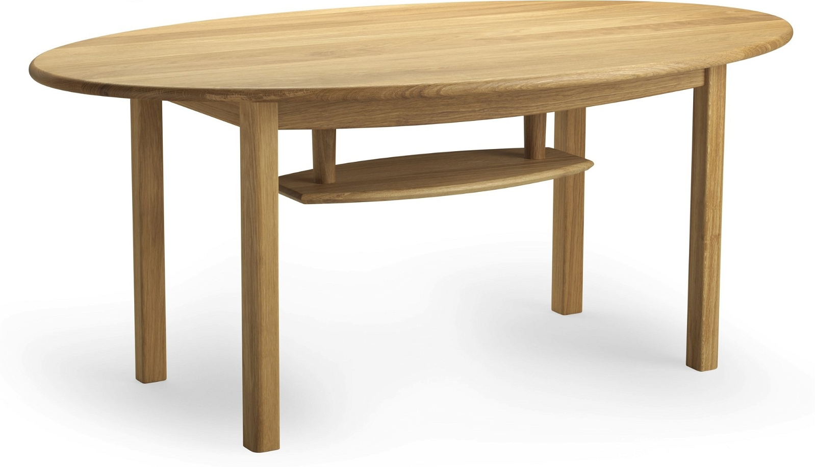 Sofabord Oscarssons Möbel Blanca i olieret egetræ H57ÃL120ÃB70 cm oval med hylde