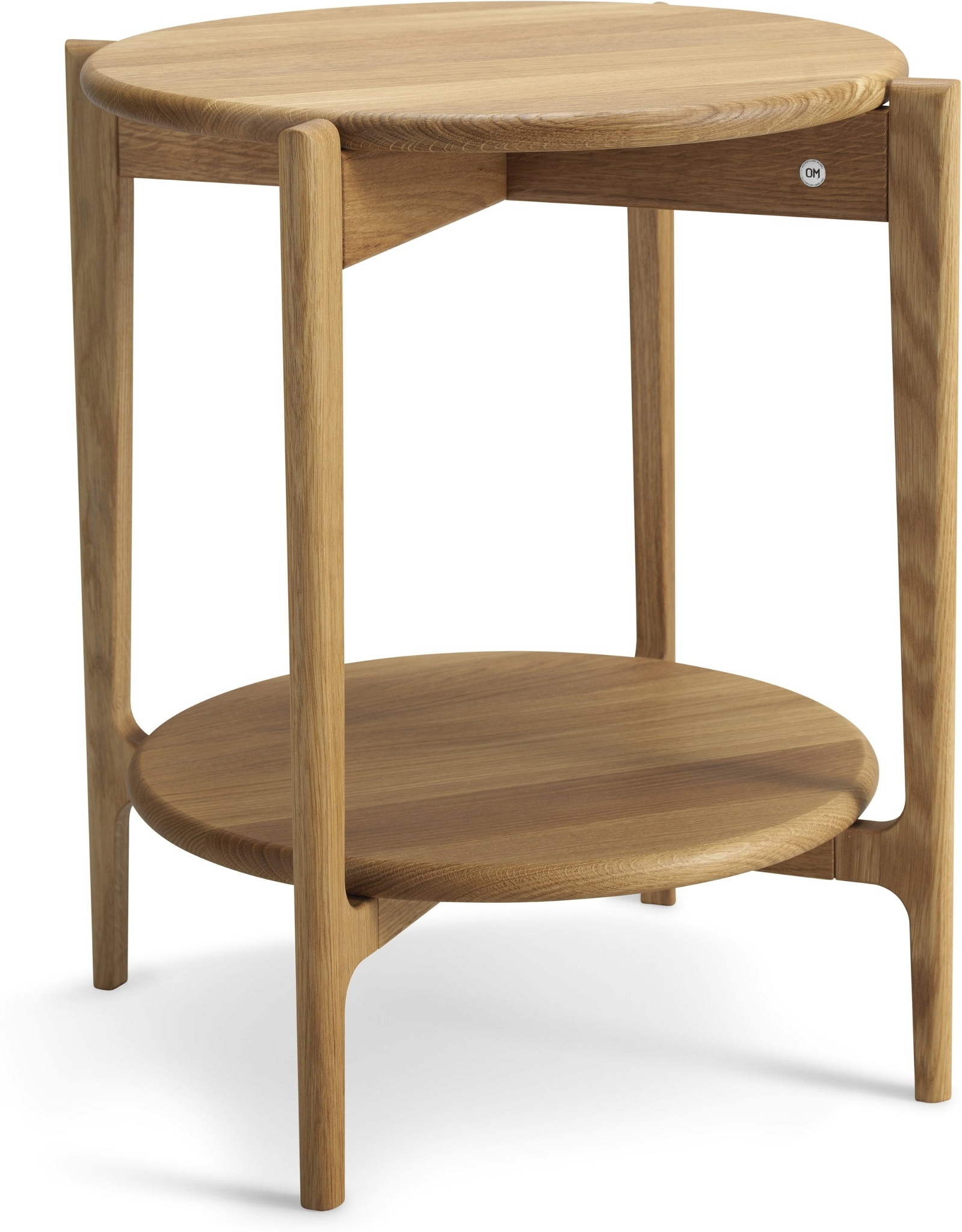 Småbord/sidebord Oscarssons Möbel Leia i massivt olieret egetræ med hylde Ø51 x H55 cm