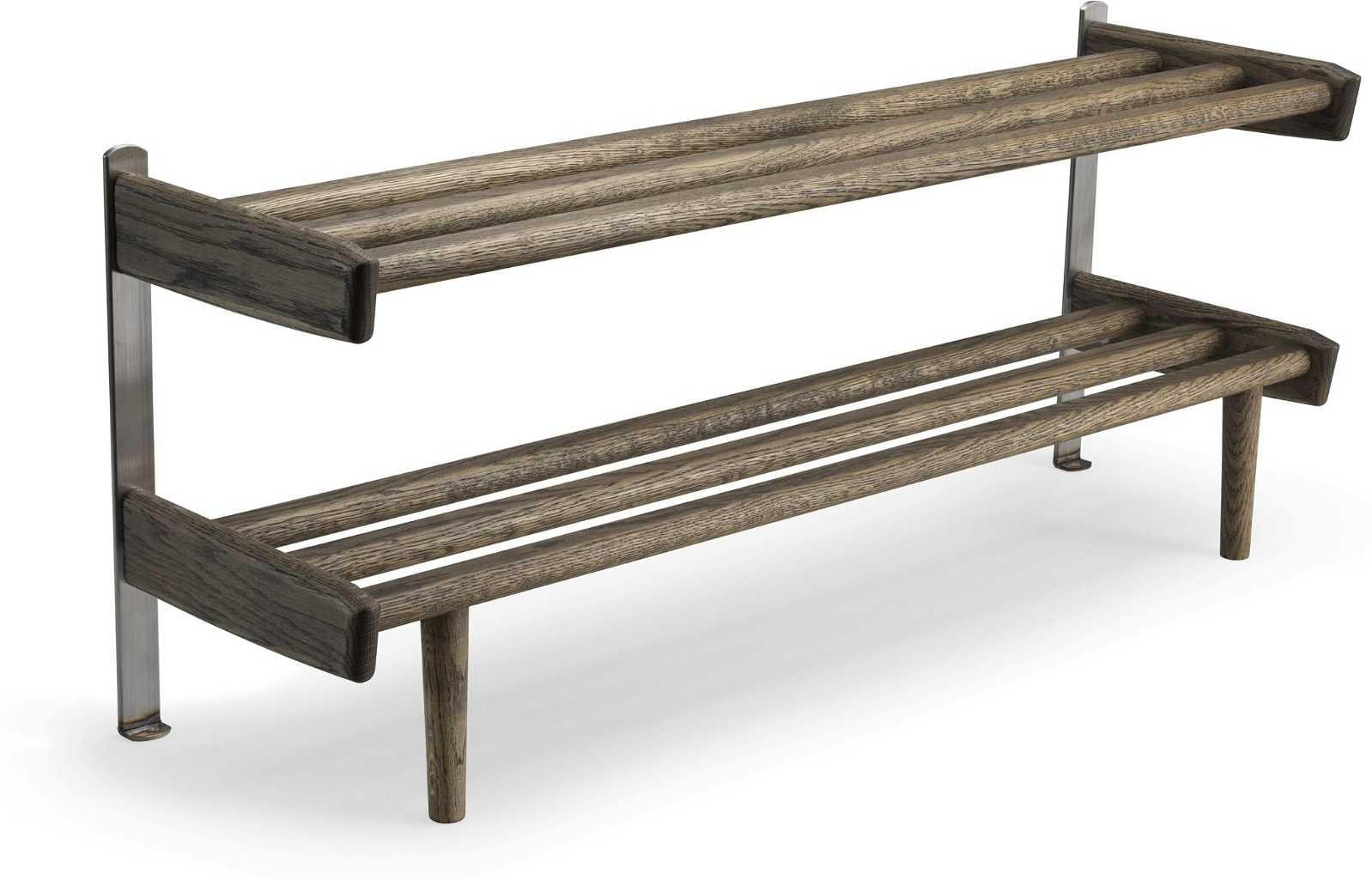 Skohylde/skostativ Oscarssons Möbel Meja massivt røget egetræ, 2 niveauer H37,5xB90xD26 cm