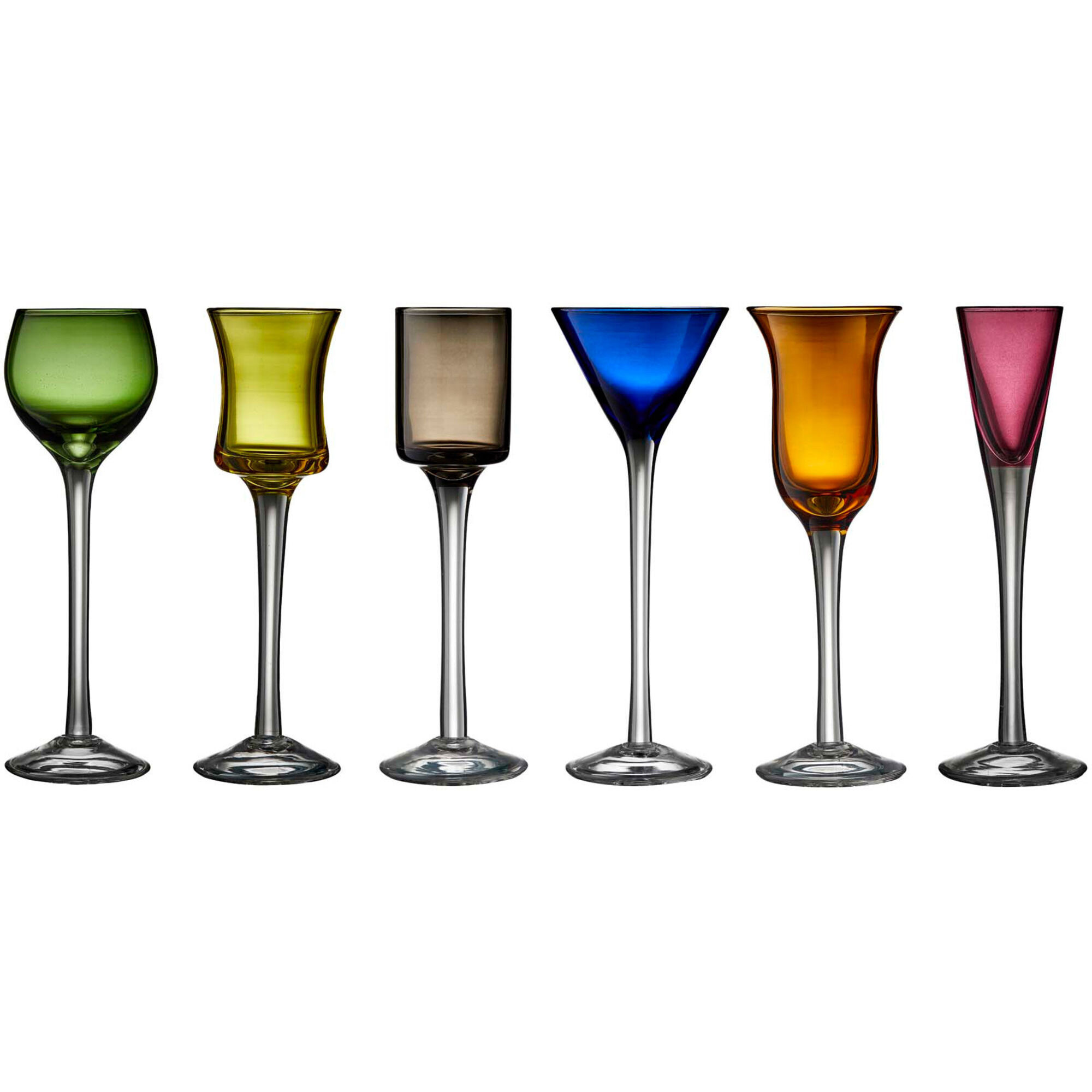 Lyngby glas Snapseglas på fod, 6 stk