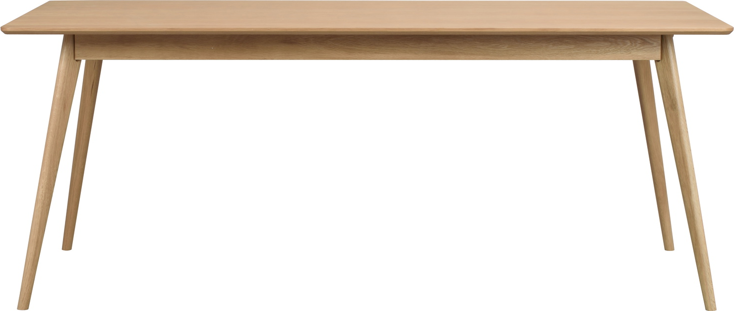 Spisebord Rowico Yumi i lakeret egetræsfiner 190x90 cm slanke skrå ben skandinavisk design