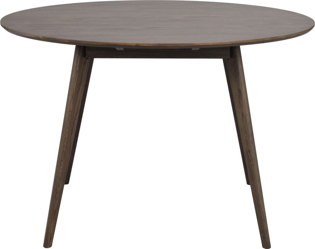 Rundt spisebord Rowico Yumi Ø115 cm lakeret bordplade i MDF med egetræsfinér og ben i massiv eg