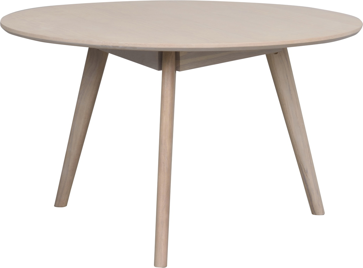 Sofabord Rowico Yumi Ø90 x H53 cm hvidkalk MDF med egetræsfiner & massivt egetræ